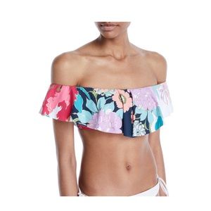 Trina Turk Royal Botanical Off The Shoulder Bikini Top Sz.12